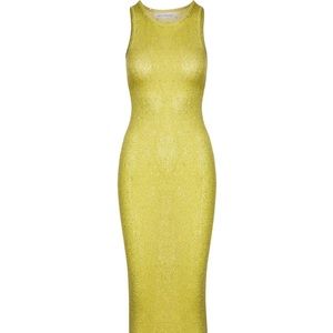 *NWT* Asta Resort NATALIA DRESS - CHARTREUSE SEQUIN - Semi-sheer yellow Small